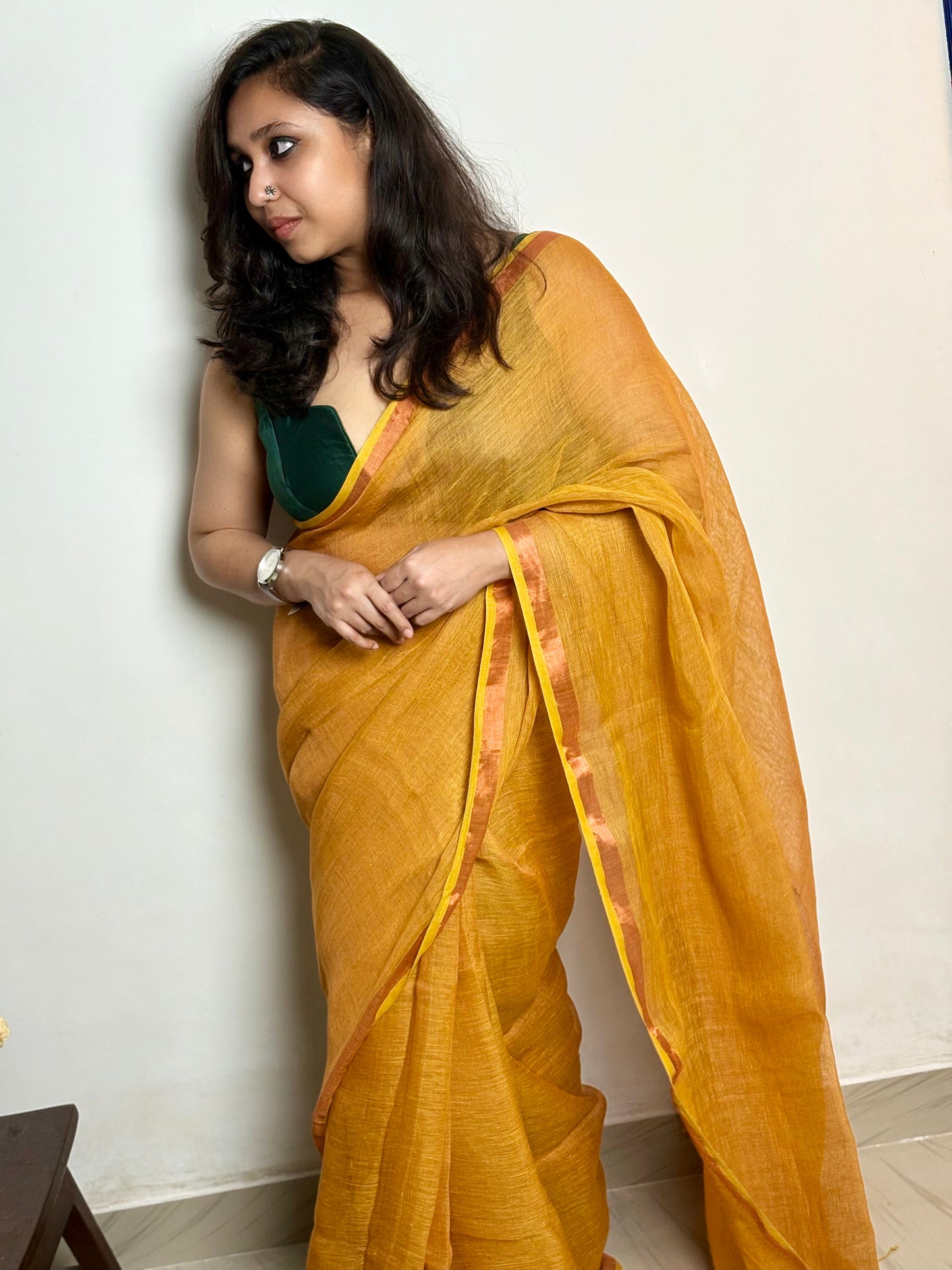 Cleopatra Dual Tone Linen Saree