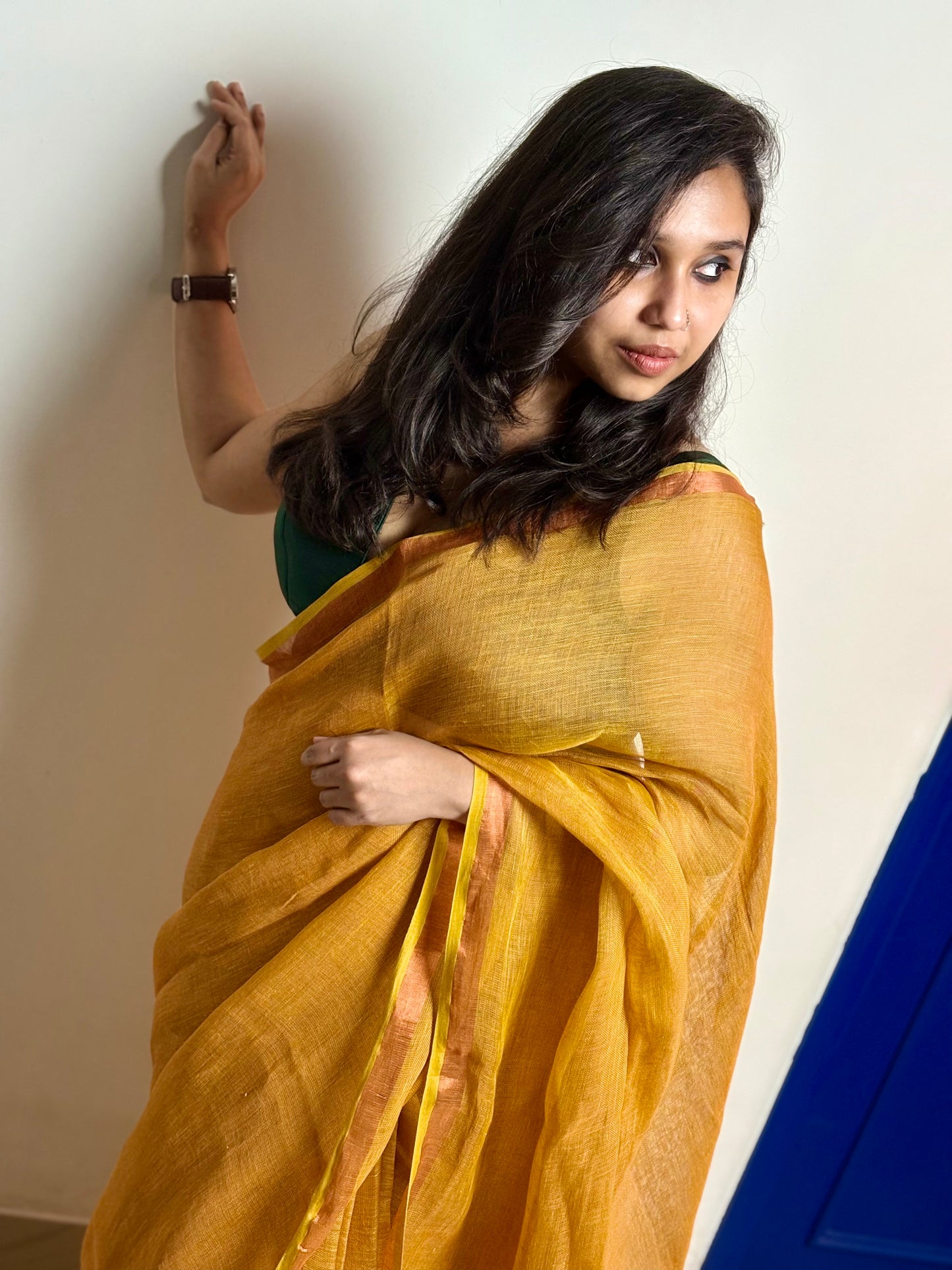 Cleopatra Dual Tone Linen Saree