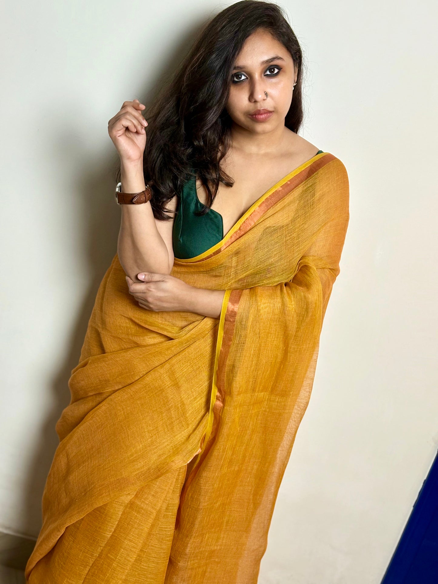 Cleopatra Dual Tone Linen Saree