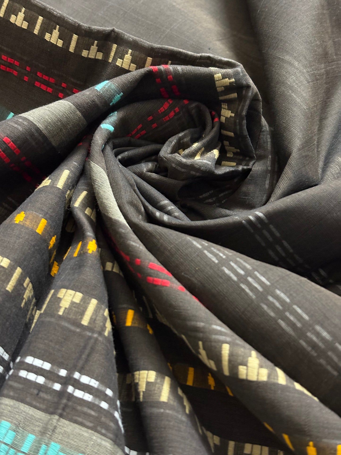 Nayaab: Mocha Brown Begampuri Cotton Saree with Blouse Piece