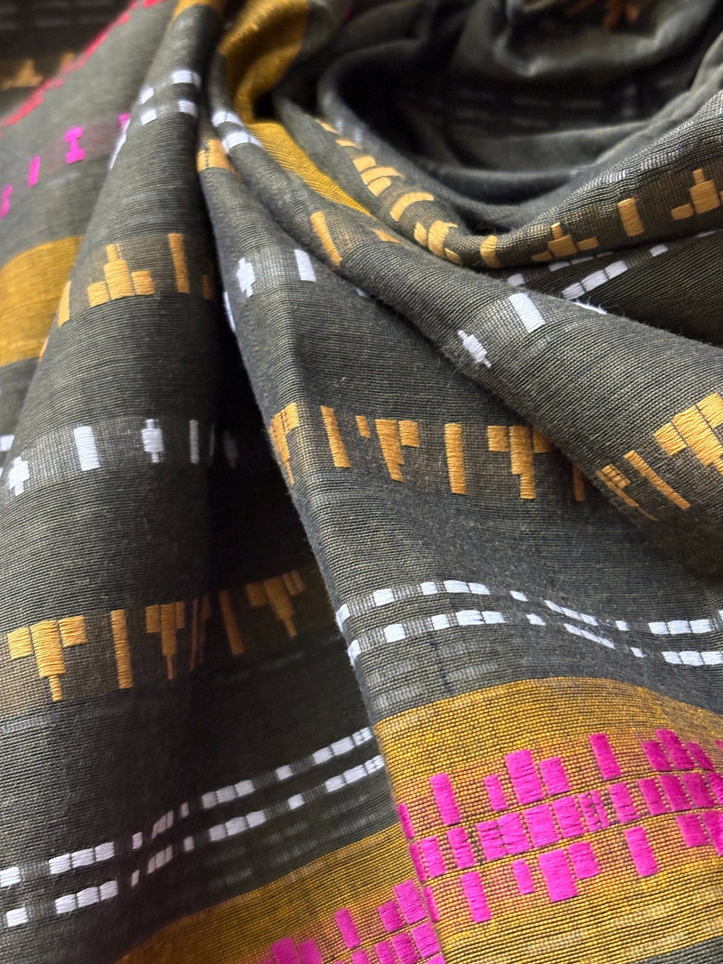 Nayaab: Military Green Begampuri Cotton Saree with Blouse Piece