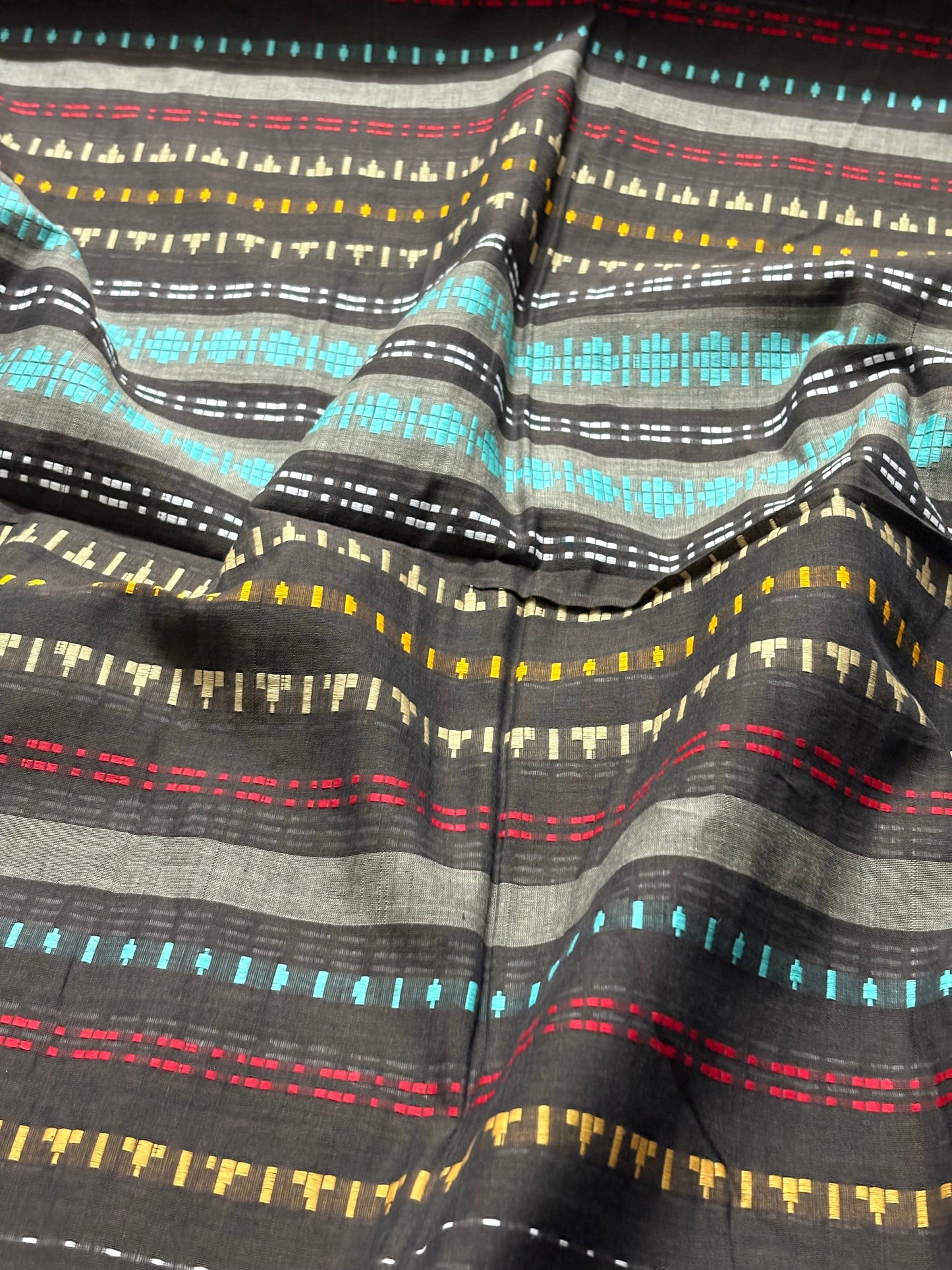 Nayaab: Mocha Brown Begampuri Cotton Saree with Blouse Piece