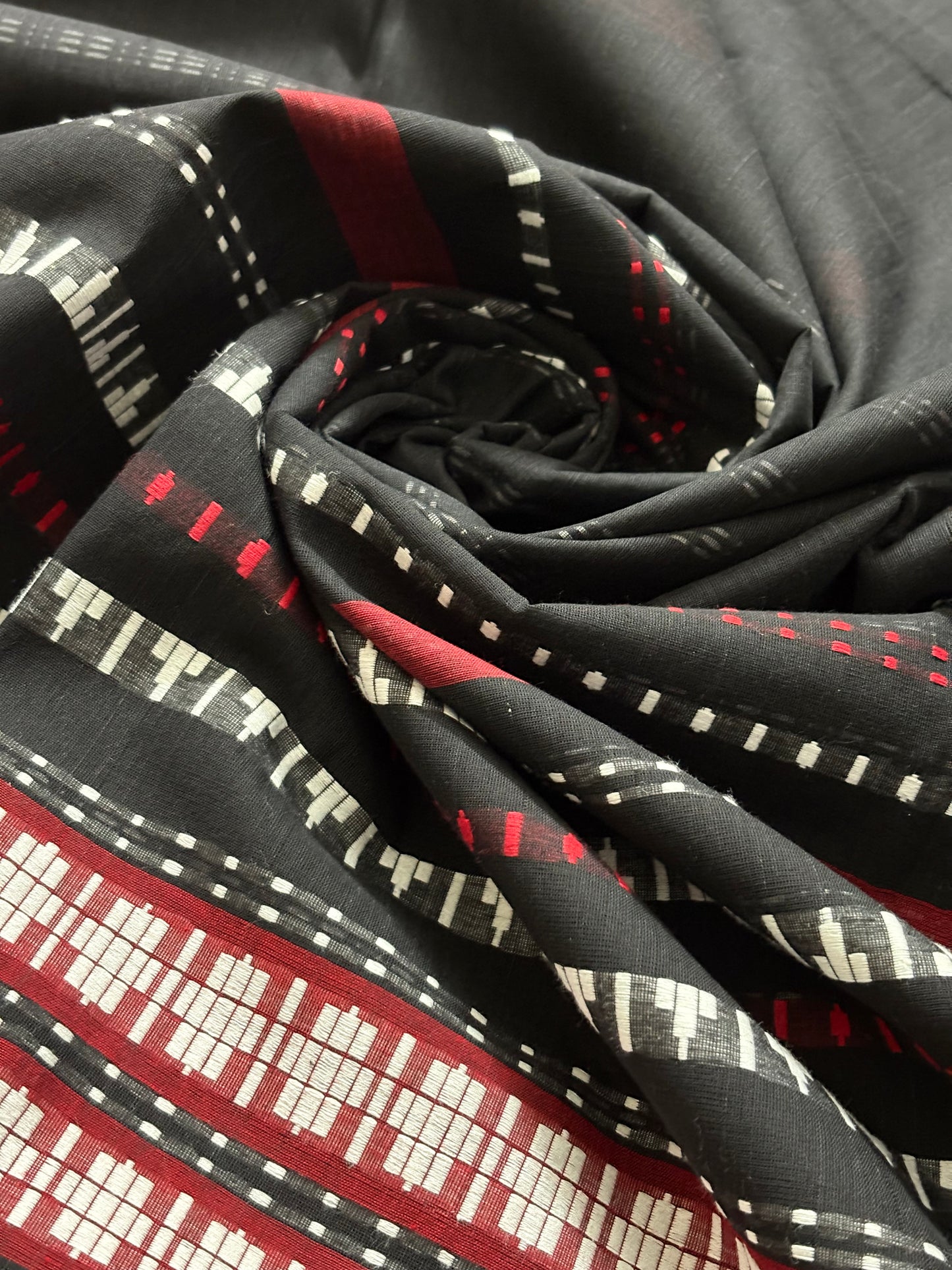 Nayaab: Black Begampuri Cotton Saree with Blouse Piece