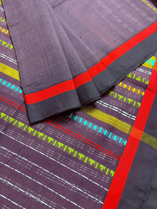 Nayaab: Plum Begampuri Cotton Saree with Blouse Piece