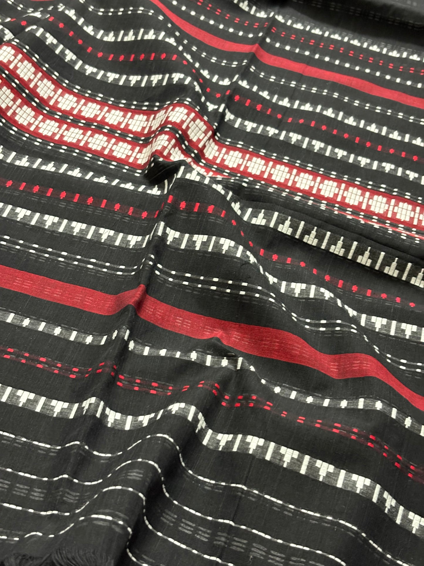 Nayaab: Black Begampuri Cotton Saree with Blouse Piece