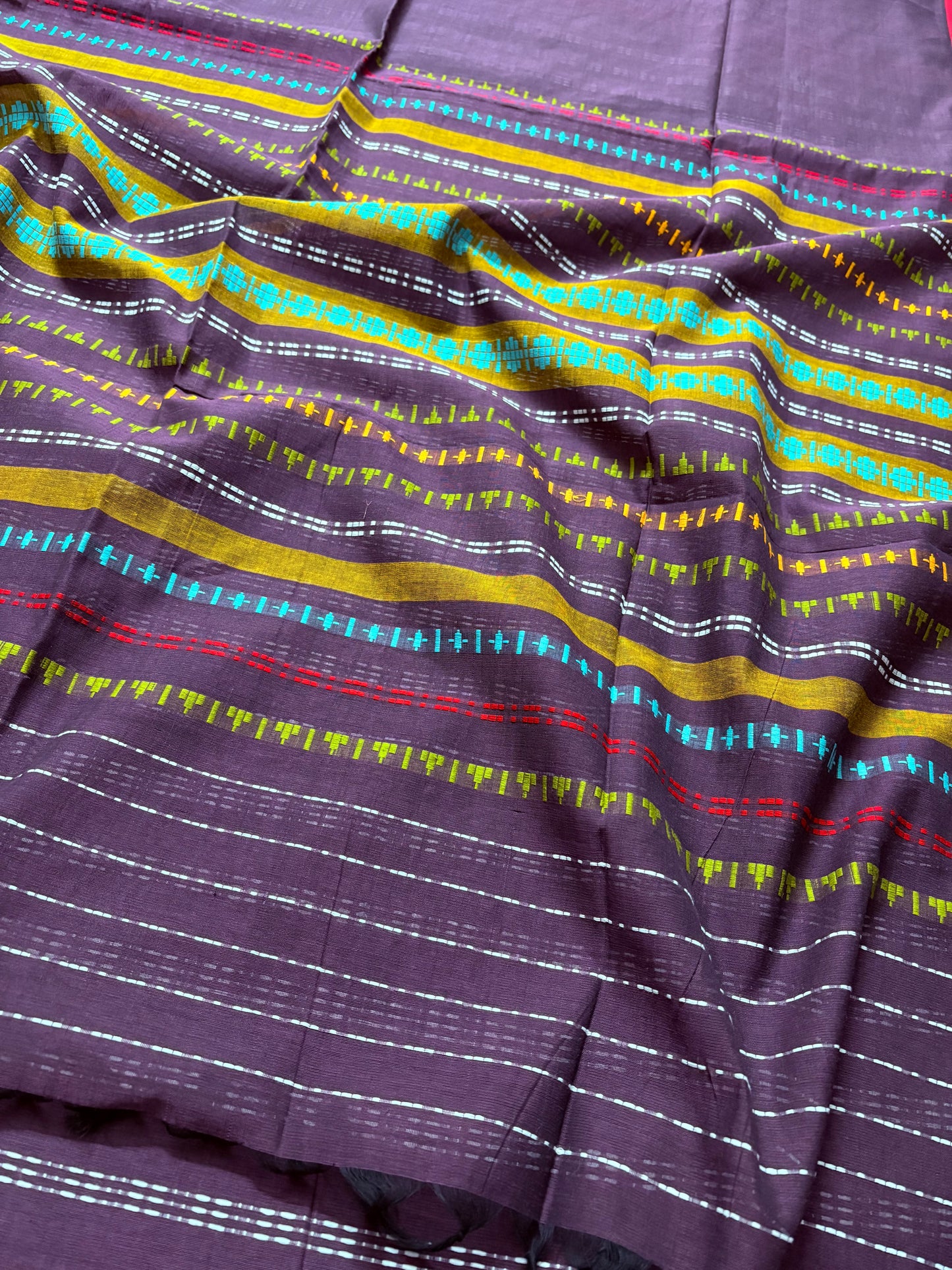 Nayaab: Plum Begampuri Cotton Saree with Blouse Piece