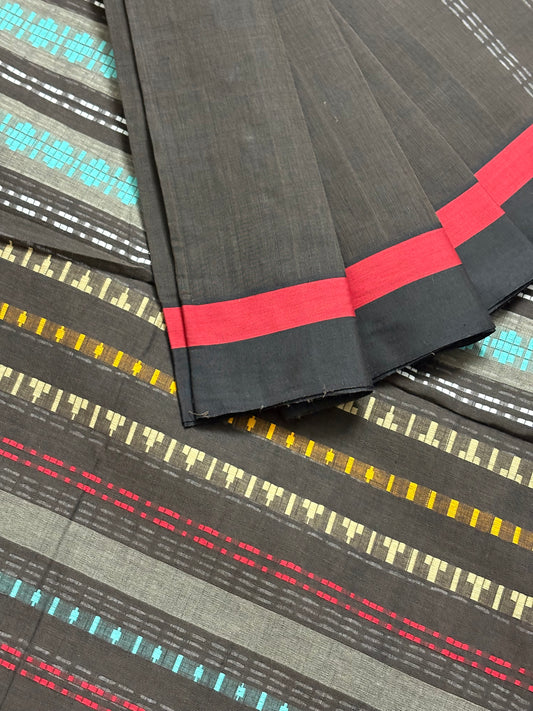 Nayaab: Mocha Brown Begampuri Cotton Saree with Blouse Piece