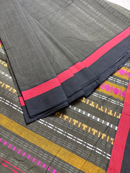 Nayaab: Military Green Begampuri Cotton Saree with Blouse Piece