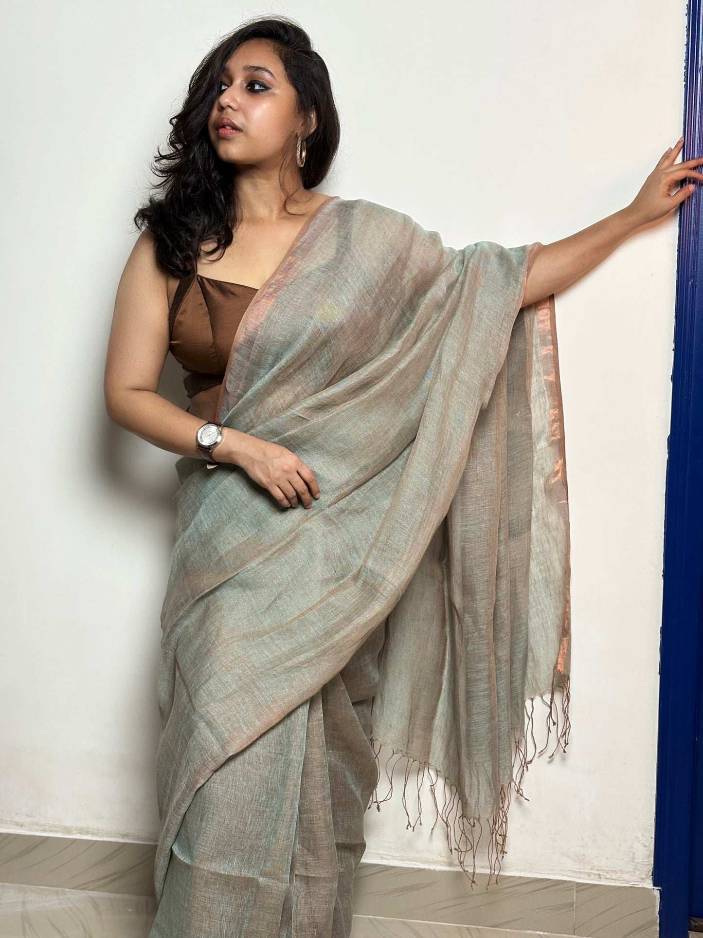 Juliet Dual Tone Linen Saree